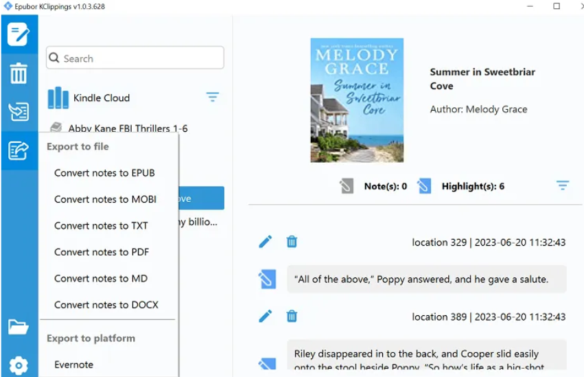 export kindle notes and highlights